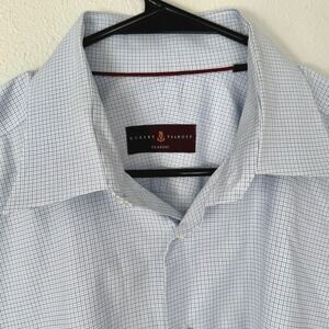 Robert Talbott Classic Mens 17.5 XL Dress Shirt Long Sleeve Blue Square‎ Grid